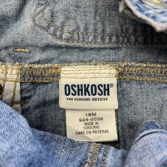 Oshkosh Toddler Girl Denim Overall Dress Skirt Vintage 18 Months - Picture 4 of 4